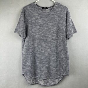 EPTM Melange Knit Crew Neck Short Sleeve T Shirt USA Made Curved Hem‎ Casual M